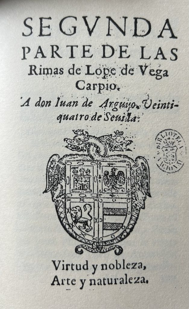 Portada de las Rimas de Lope de Vega (1602)